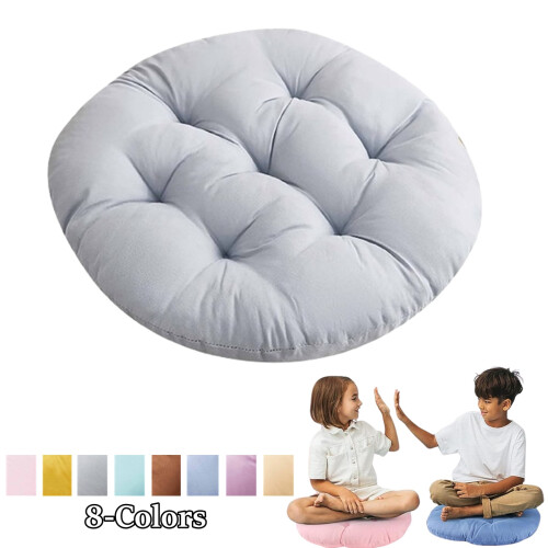 Almofadas de chão redondas de 40 cm (15,8 polegadas), assentos flexíveis para sala de aula, almofada de chão para casa, ioga e meditação (cinza,