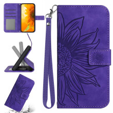 Slim Wallet Case for Google Pixel 9 / 9 Pro – Sunflower Embossed PU Leather Flip Cover with Magnetic Closure, Card Slots, Stand & Hand Strap, Dark