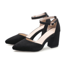 Women's Shoes Summer Elegant Thick High Heels Exquisite Casual Suede Ankle Strap Sandals