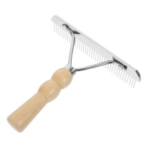 Pet Dog Grooming Rake, Stainless Steel Pet Grooming Massage Comb Hair Removal Shedding Cleaning Wooden Handle Tool for Cats and Dogs