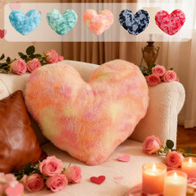Tie-Dye Heart Plush Pillow – Soft Valentine's Day Decor, Cozy Throw Pillow for Sofa/Bed, Mint Green, 11.81x15.74in