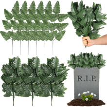 120 Stems Artificial Fern Leaves, Silk Green Cemetery Ferns, Realistic Greenery for Grave Decor & Outdoor Wedding – Compatible with Standard
