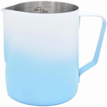 Pichet à mousser le lait et le café en acier inoxydable, pichet à lait vapeur pour expresso - Bleu, 600 ml (20 oz)