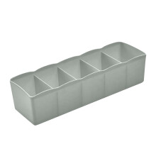 5-Compartment Stackable Underwear & Socks Organizer Box – Foldable, Space-Saving Plastic Storage Bin for Closet, Dresser, Dorm, RV; Compatible with