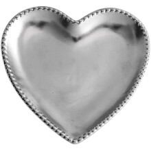 HEMOTON Herzförmiges Keramiktablett zur Aufbewahrung, silberfarben, perfekt als Valentinstagsgeschenk und für den Heimgebrauch, 6,5 x