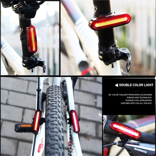 COB Bicycle Tail Lamp Waterproof IPX6 6 Modes 600mAh 2