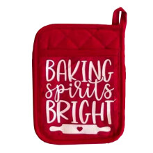 Christmas Pot Holders with Pocket, Oven Mitts Ornament, Baking Cookie Pack for Neighbors, Friends, Coworkers (1pc)
