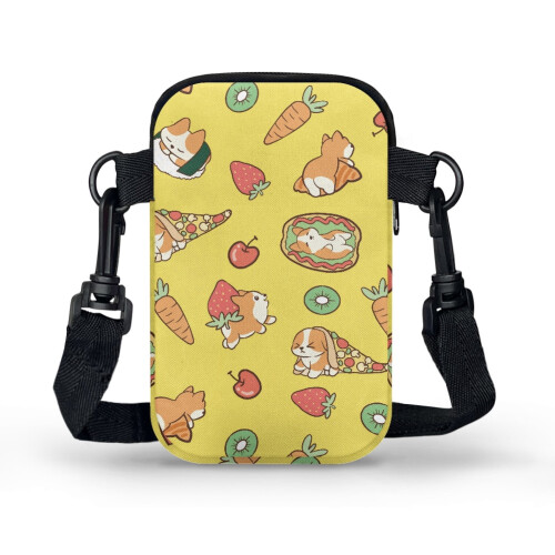 Γυναικεία τσάντα ώμου Corgi Food με κίτρινο σχέδιο από πολυεστέρα2 1