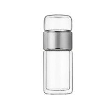 Bouteille infuseur à thé en verre à double paroi de 350 ml, mug de voyage étanche de 350 ml avec filtre en acier inoxydable pour thé en vrac –