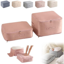Ultra Space-Saving Compression Bags for Travel & Closet Storage – Self-Compressing Packing Cubes (Grey, L+XL)