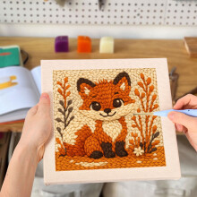 Punch Needle Embroidery Kit with Frame 9.84 x 9.84 Inch for
