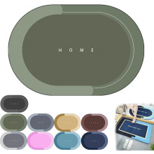 Tapis de bain en silicone antidérapant à séchage rapide pour salles de bain modernes, bleu foncé (15,7 x 23,6 pouces)
