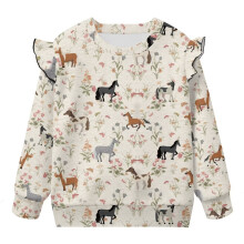 Toddler Sweatshirts Crewneck Western Horse Pullover Tops Soft Long Sleeve Shirts 7-8Y Casual Sweatshirts for Girls Novelty Fall Winter Clothes