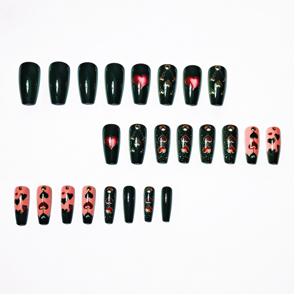 Dachuang Beauty 24Pcs Heart False Nails, Lightweight Abs, Valentine Gift