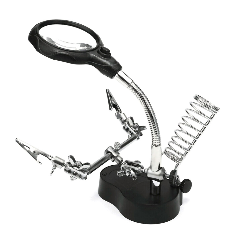 Led Illuminated Soldering Iron Magnifier Station With Helping Hands 2.5X 5X Clamps For Electronics Soldering And Assembly 9327961892026