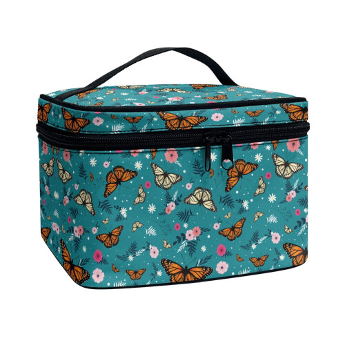 Cosmetic Bag Butterfly Floral Pattern Large Capacity 1