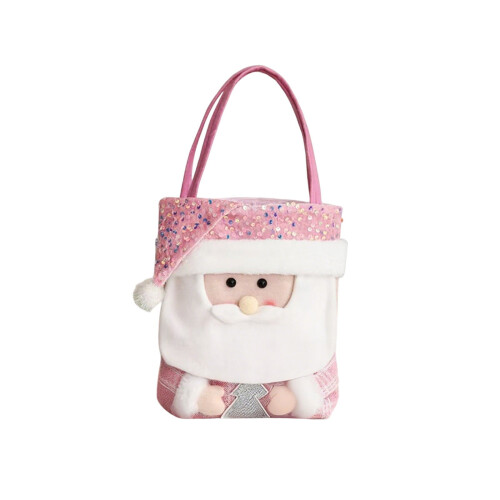 Pink Christmas Drawstring Gift Bag – Polyester, 42x23cm 1
