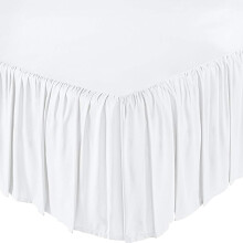 White Elastic Ruffle Bed Skirt, 14" Drop, Twin Size – Soft, Wrap-Around Fit for Bedsprings/Platforms/Mattresses