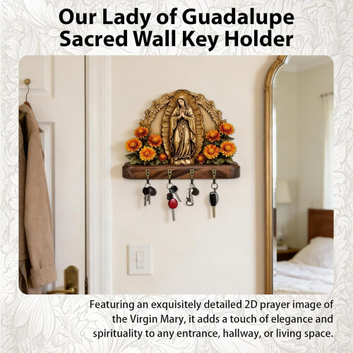 Gouden Maagd Maria Sleutelhouder 2D Biddende Maria Muur 1
