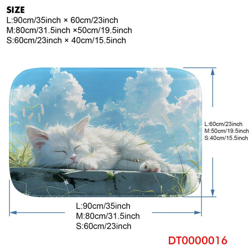 Cute cat pattern 416 Non-Slip Memory Foam Bath Rug: Absorbent, Quick-Dry, Machine Washable, Soft & Comfortable - M 2