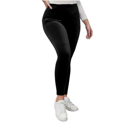 Samthose für Damen, einfarbig, elastischer Bund 1