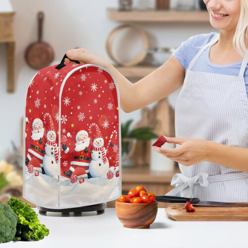 Handle Protective Case with Top Handle Polyester Coffee Machine Dust Cover Santa Claus Snowman 2