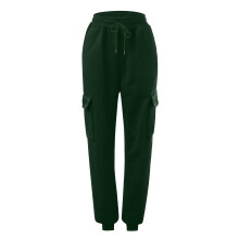 Women's High-Waisted Fleece-Lined Jogging Pants Green M