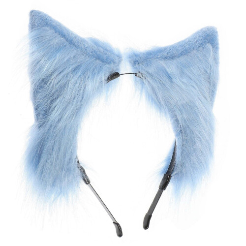 Furry Animal Ears Headband Blue Cloth 1 Set