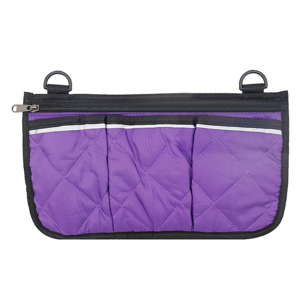 Wheelchair Side Armrest Bag with Reflective Strip, Multi-Pocket Polyester Hanging Organizer for Medical & Mobility Use, Compatible with Most