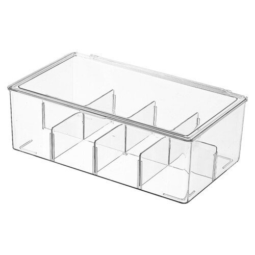 Modern Clear Acrylic Tea Bag Organizer with Multiple Compartments, Storage Box for Home, Kitchen, and Office Use 1