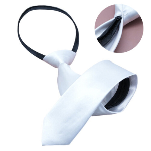 Hvitt imitert silkeslips for menn 1