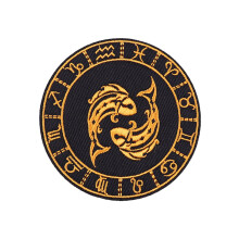 1 PCS Constellation Embroidered Iron-On Patch, Black and Gold, 3.15 inches