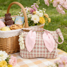 Easter Bunny Tote Bag Pink Reusable Basket 1 Pack