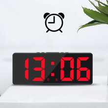 Digital Alarm Clock Simples LED Large Digital Display Fashion Alarm Clock Fully Functional Desktop Bedside Study Kitchen Clock Black Frame, Red