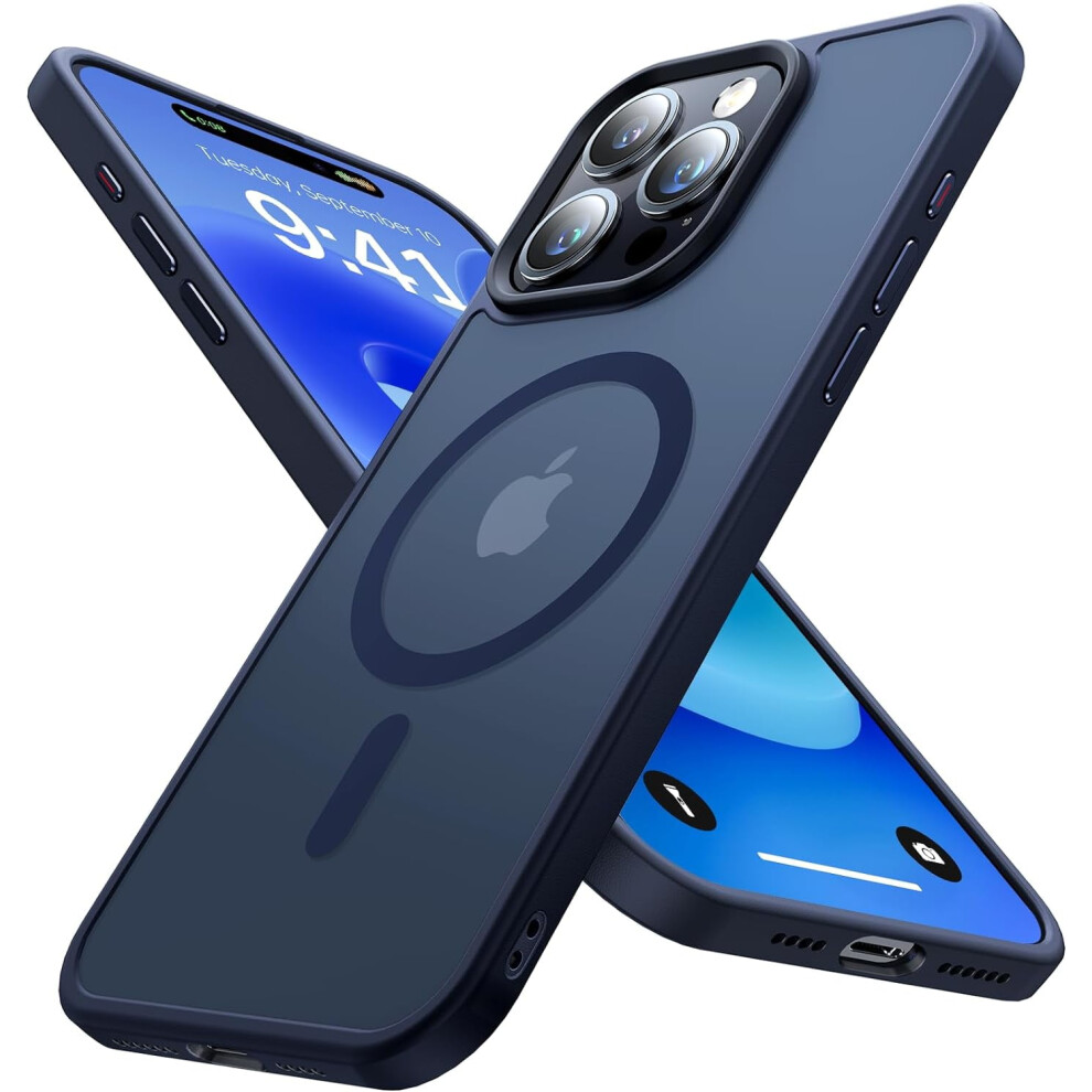 Strong Magnetic Slim Matte Case For Iphone 15 Pro, Compatible With Magsafe, Military-Grade Drop Tested, Shockproof, Blue 9165521888580