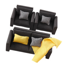 Modern Dollhouses Sofa Couch Decors 1/12 Scale Wooden Tiny Furniture For Room Accessories
