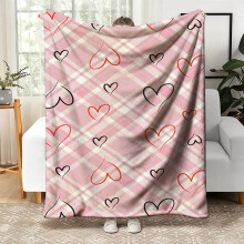 Valentine's Day Flannel Blanket Double-Sided Fleece Pink 4