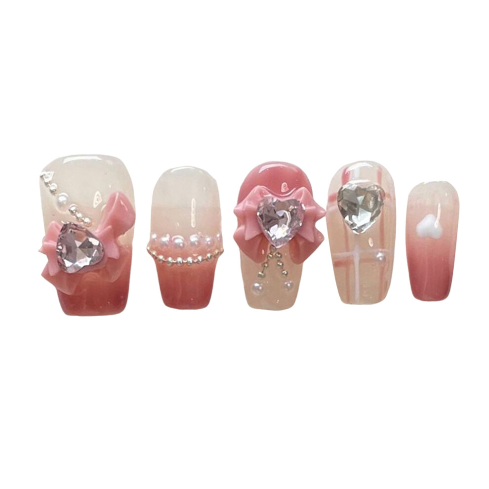 Dachuang Beauty (L) Pink Gradient Fake Nails - Long Lasting & Flexible