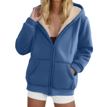 Sweat à capuche doublé polaire pour femme avec fermeture éclair sur le devant