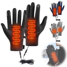 Rechargeable Heated Gloves with Touchscreen Fingers, Waterproof & Windproof, USB Electric Heating, Non-Slip, Compatible with Men/Women