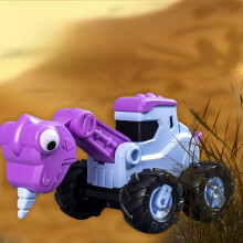 Dinosaur Engineering Vehicle Educational Toy – Press & Go Excavator Construction Car for Boys Kids Preschool Gift Birthday Learning Toy(Purple)