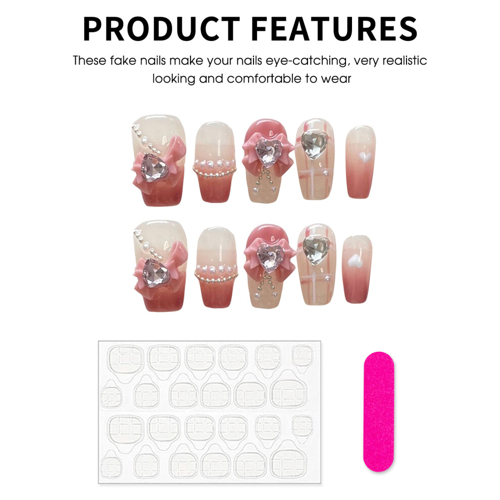 Dachuang Beauty (S) Pink Gradient Fake Nails - Long Lasting & Flexible