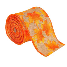 Fall Burlap Ribbon Rolls Pumpkin Harvest Thanksgiving for Autumn Gifts Making