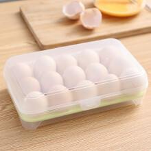 Green 15-Compartment Egg Box for Fridge – Large-Capacity Clear Plastic Egg Storage Container, Compatible with Standard Refrigerators