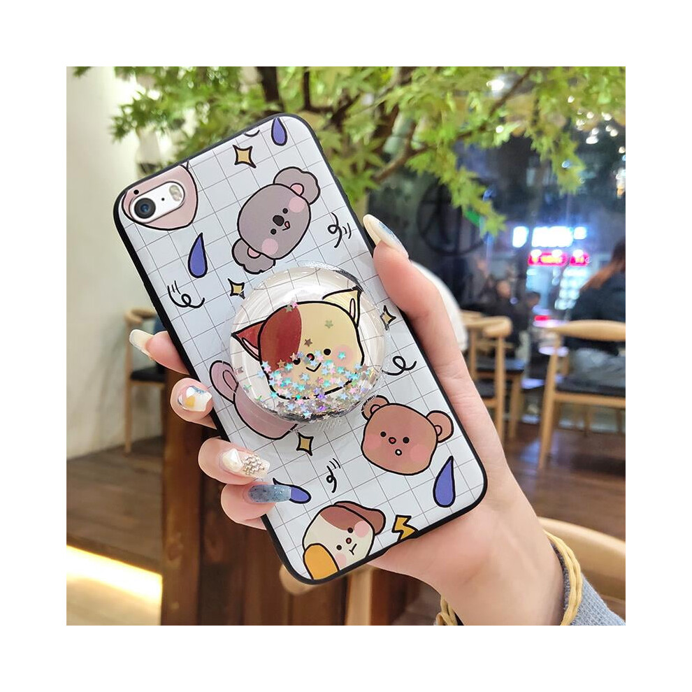 Phone Case Compatible With Iphone 5/5S/Se – Quicksand Lens Protection, Waterproof Tpu Cover, Anti-Knock, Rotatable Stand, Cute Design 9170372340088