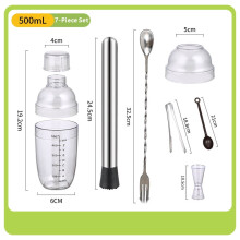 Clear Cocktail Shaker Set Cocktail Shaker and Measuring Jigger Set Drink Mixed Hand Shaker Tools for Bartending and Home Bar