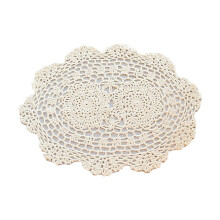 4 Pcs Beige Lace Crochet Doilies, Oval Table Runner, Coasters & Placemats, Floral Cotton, for Bedroom/Dining Room (13.8x9.8")