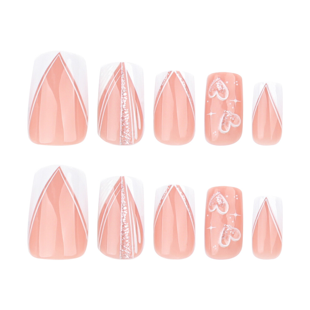 Dachuang Beauty Pink,White 24Pcs Pink Fake Nails With White Tip, Long Lasting