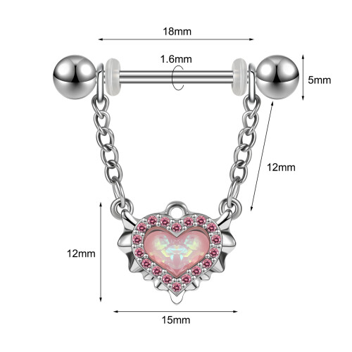 Δαχτυλίδι θηλής από χειρουργικό ατσάλι 14G CZ Opal Piercing θηλής για γυναίκες Κοσμήματα 1