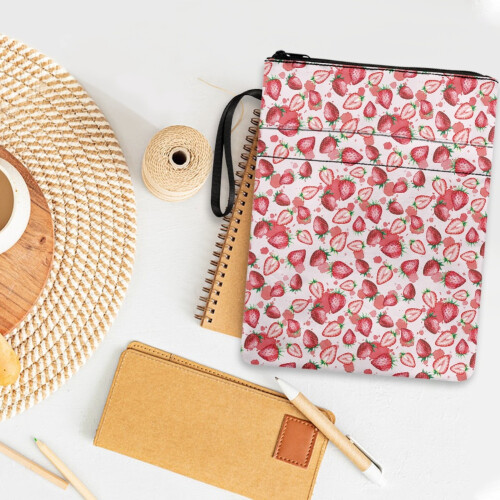Strawberries Polyester Fabric Book Covers for Reading Lovers Gift for Journal Decorative Design 2